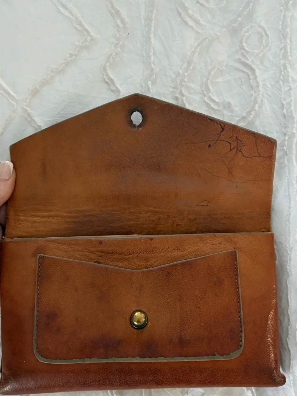 Noonday wallet Classic Brown Leather Envelope Clutch (no strap)